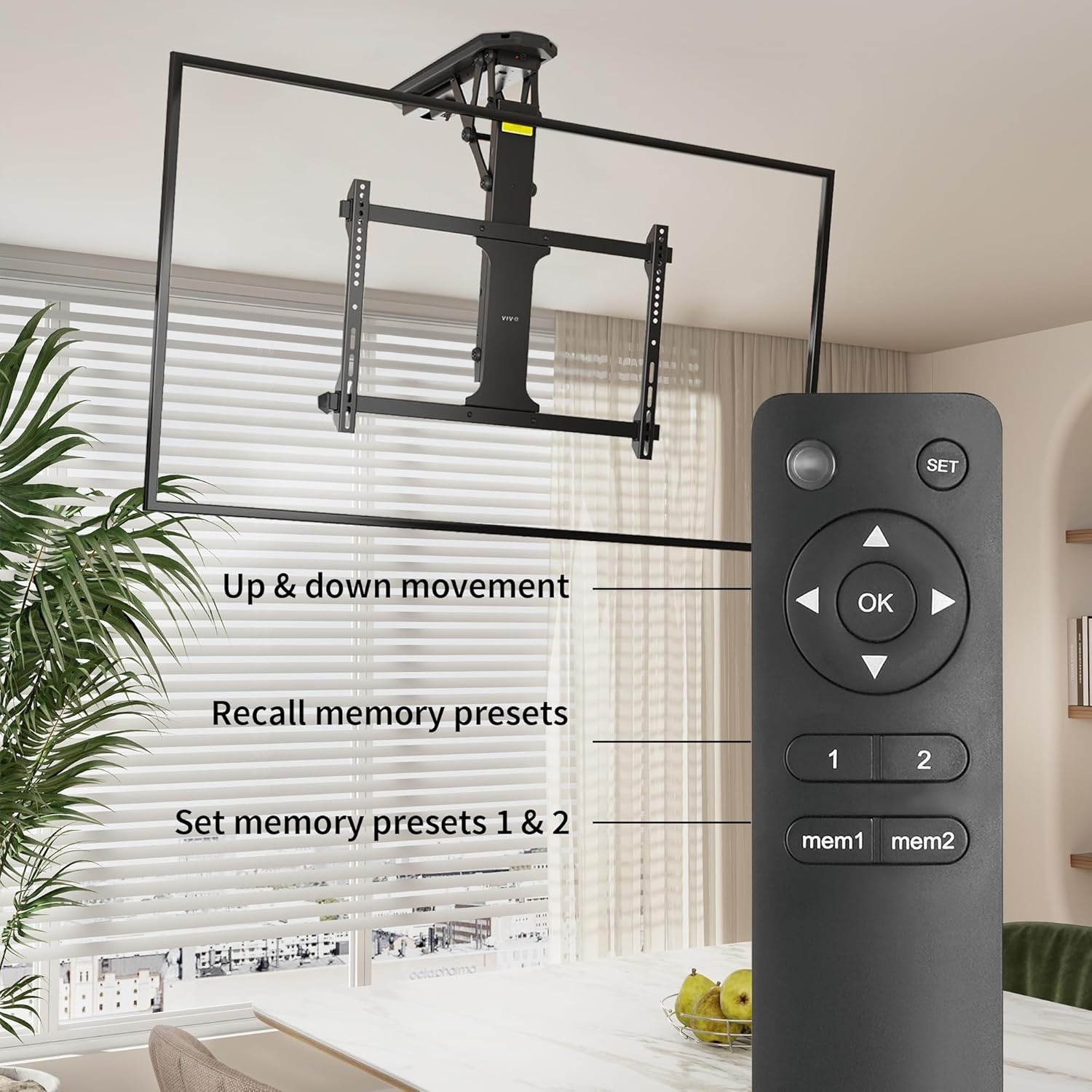 image:imageVIVO Electric Ceiling TV Mount for 32 to 70 inch Screens Large Flip Down Motorized Pitched Roof VESA Mount Master Pack Black MOUNTEFD70Black