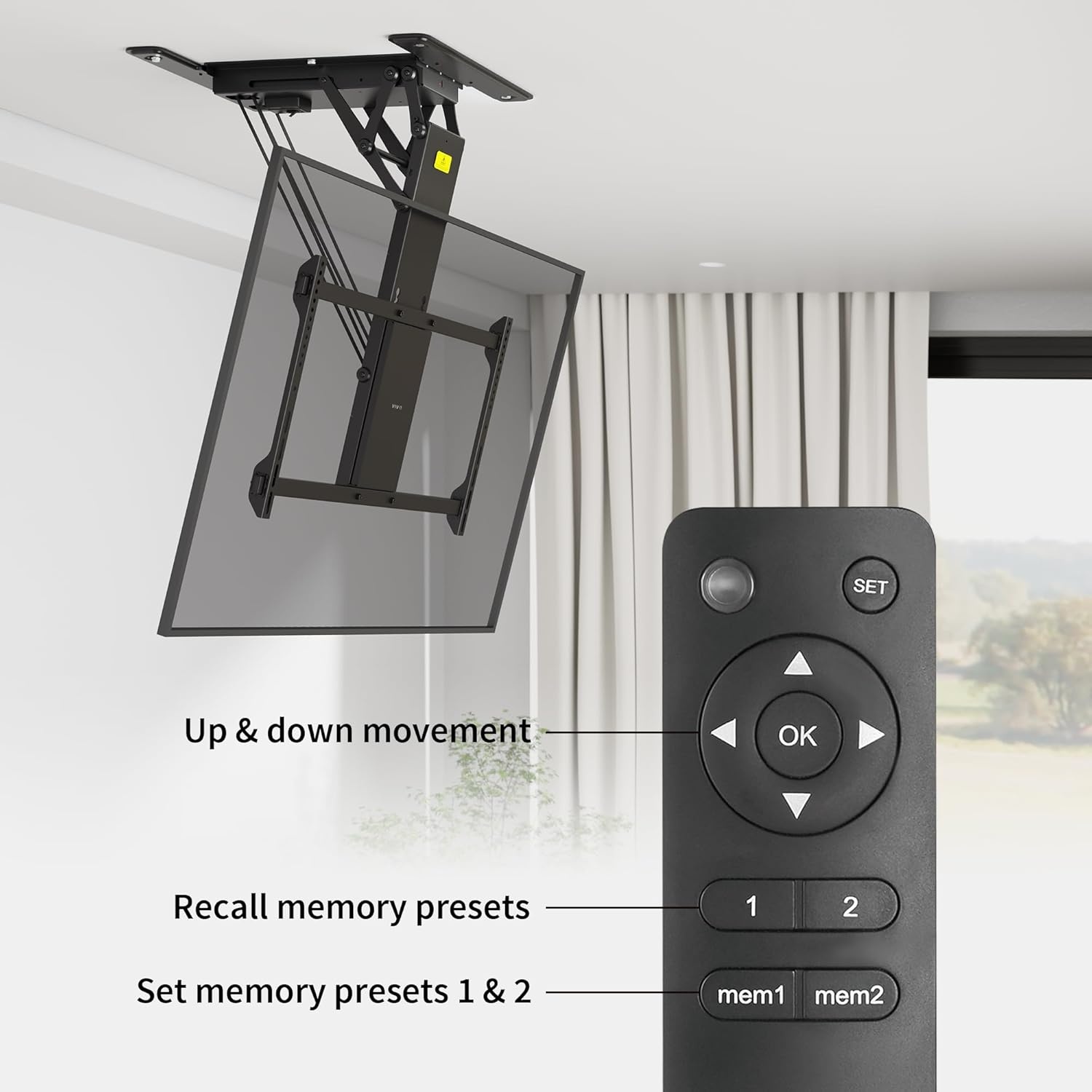 image:imageVIVO Electric Ceiling TV Mount for 32 to 70 inch Screens Large Flip Down Motorized Pitched Roof VESA Mount Master Pack Black MOUNTEFD70Black