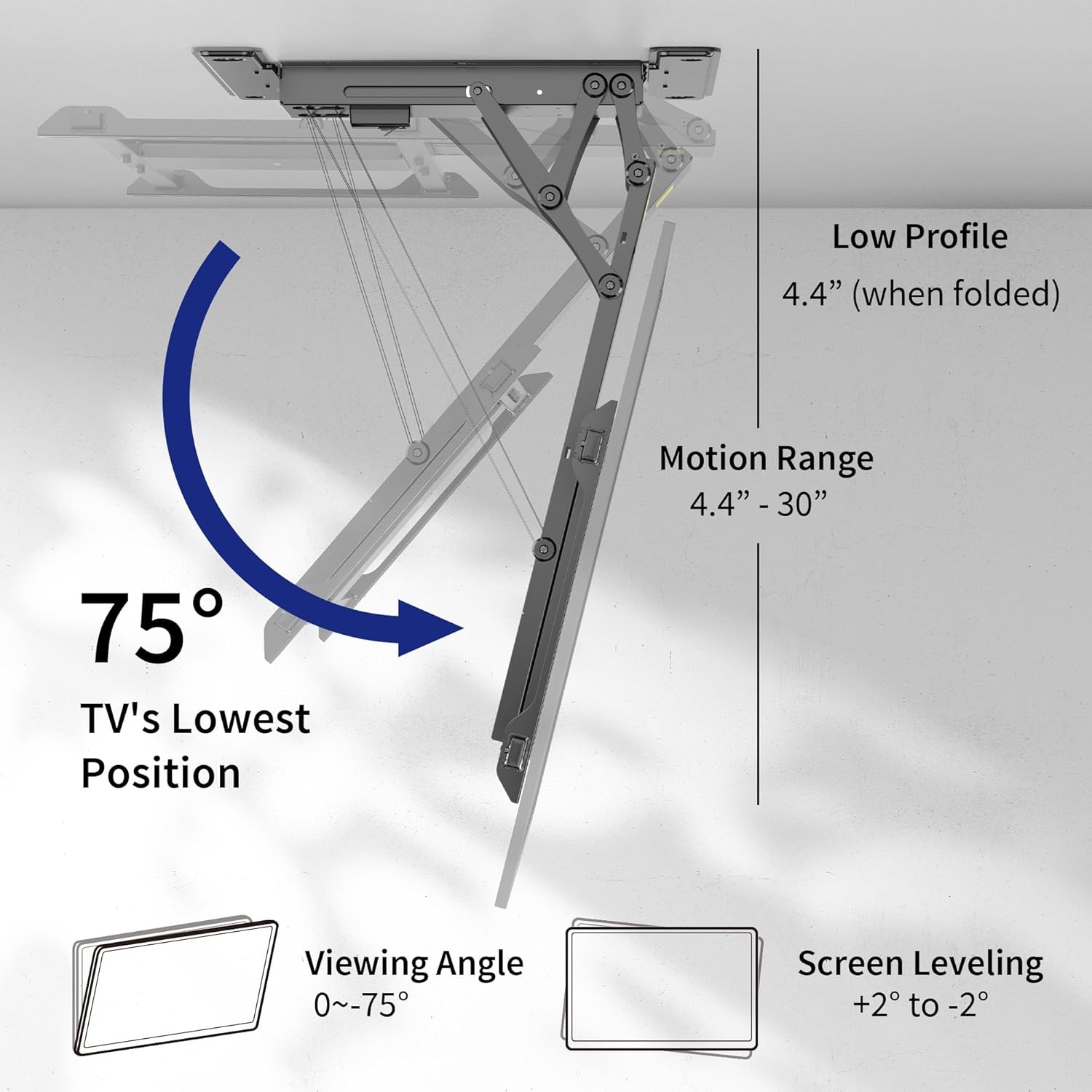 image:imageVIVO Electric Ceiling TV Mount for 32 to 70 inch Screens Large Flip Down Motorized Pitched Roof VESA Mount Master Pack Black MOUNTEFD70Black