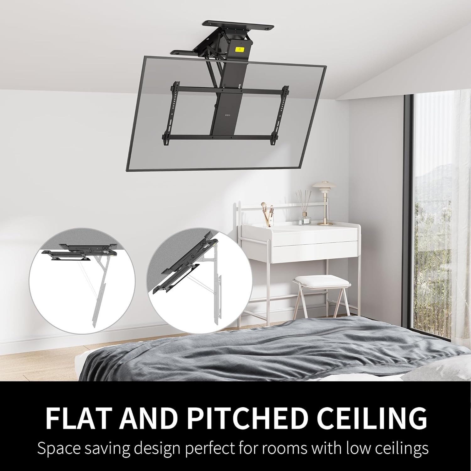 image:imageVIVO Electric Ceiling TV Mount for 32 to 70 inch Screens Large Flip Down Motorized Pitched Roof VESA Mount Master Pack Black MOUNTEFD70Black