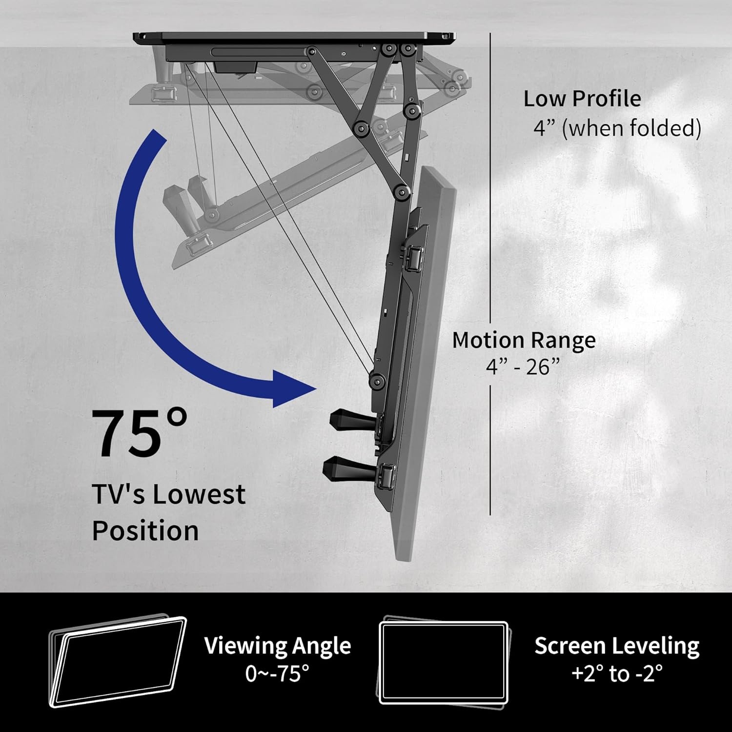 image:imageVIVO Electric Ceiling TV Mount for 32 to 70 inch Screens Large Flip Down Motorized Pitched Roof VESA Mount Master Pack Black MOUNTEFD70Black