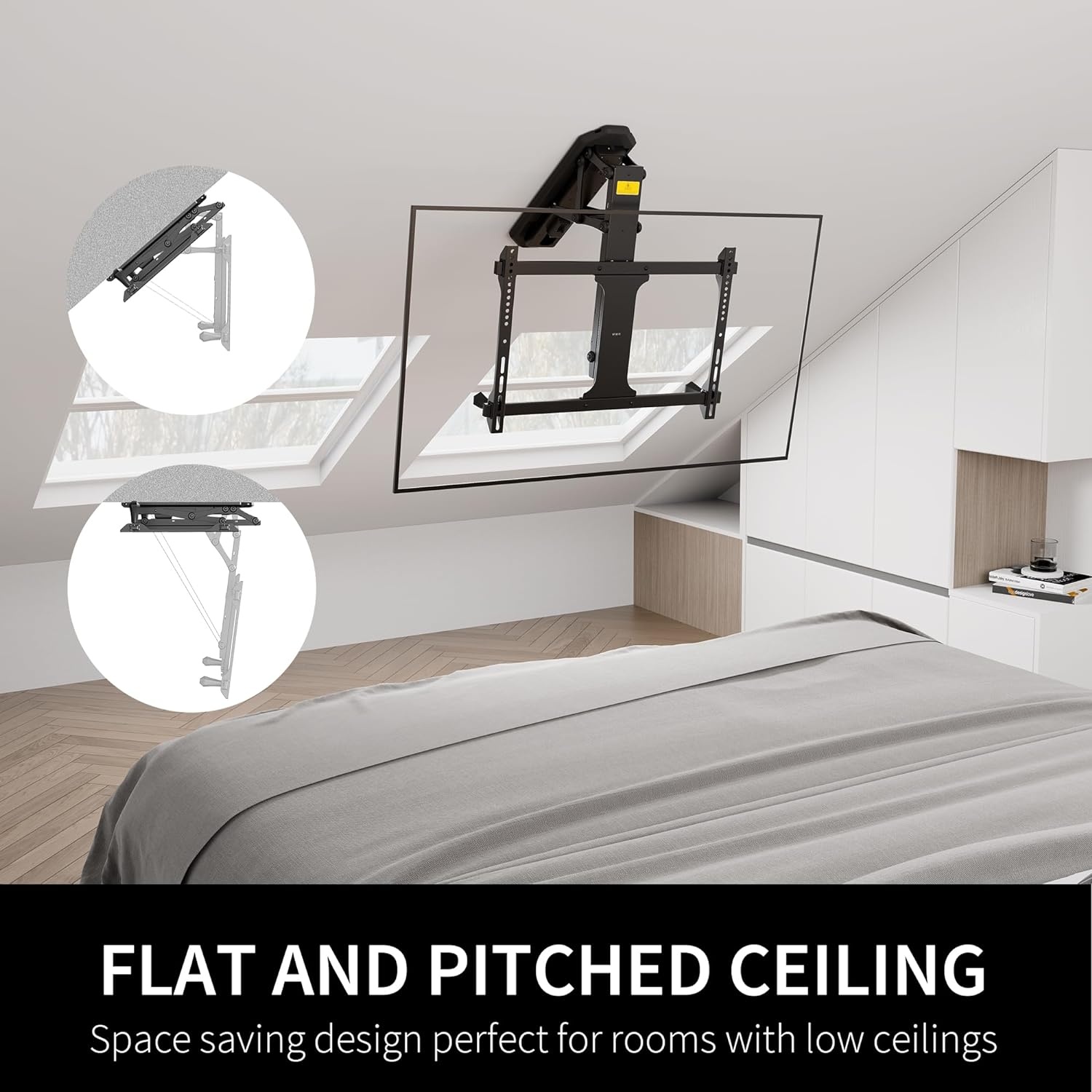 image:imageVIVO Electric Ceiling TV Mount for 32 to 70 inch Screens Large Flip Down Motorized Pitched Roof VESA Mount Master Pack Black MOUNTEFD70Black