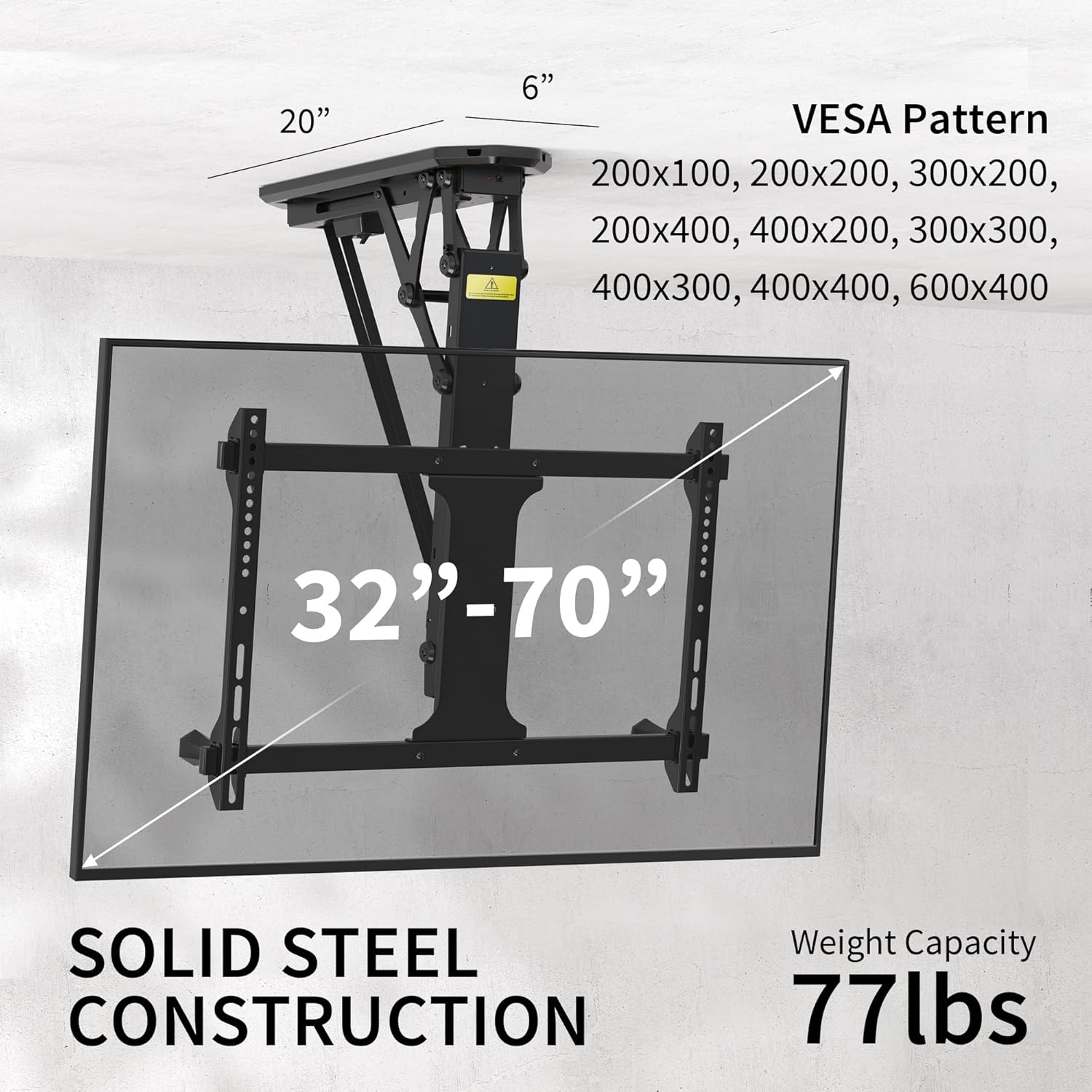 image:imageVIVO Electric Ceiling TV Mount for 32 to 70 inch Screens Large Flip Down Motorized Pitched Roof VESA Mount Master Pack Black MOUNTEFD70Black