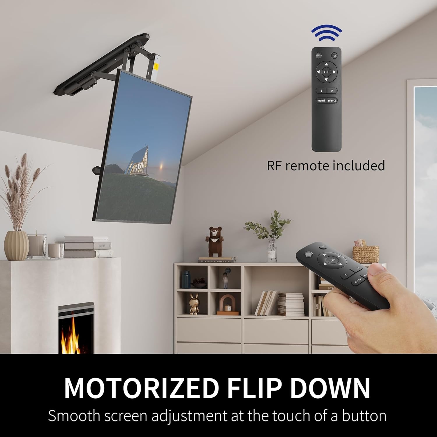 image:imageVIVO Electric Ceiling TV Mount for 32 to 70 inch Screens Large Flip Down Motorized Pitched Roof VESA Mount Master Pack Black MOUNTEFD70Black