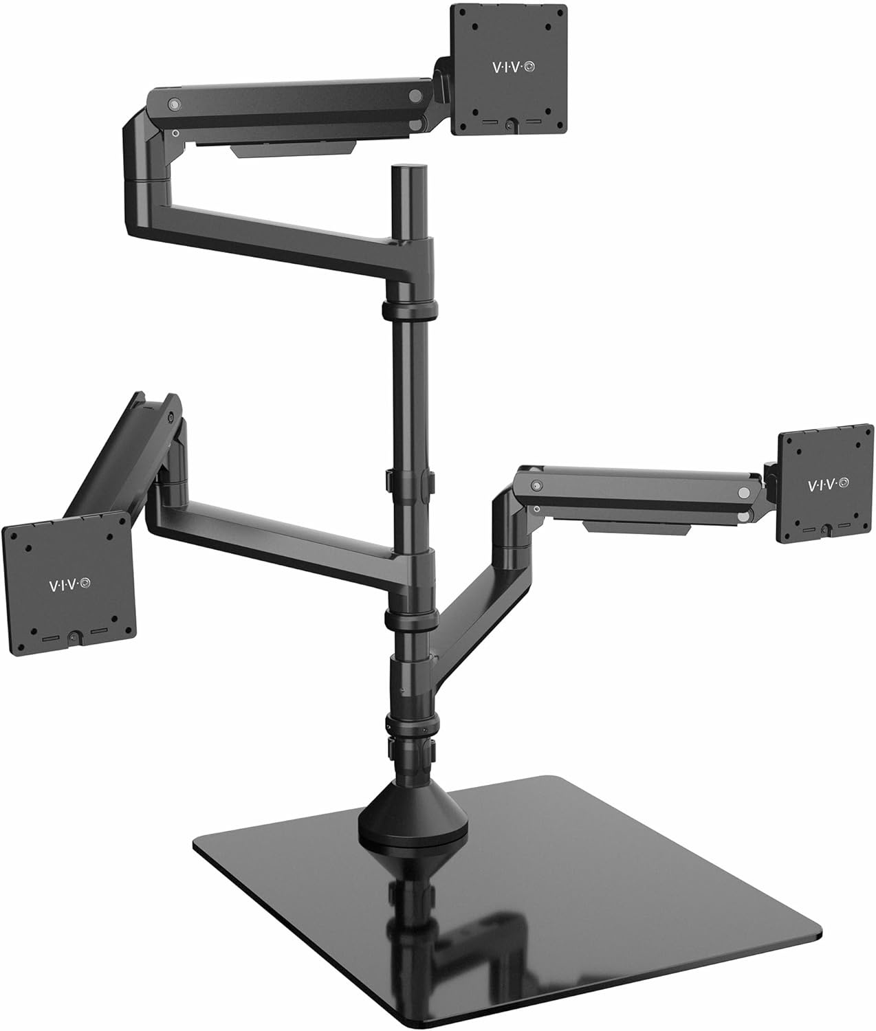 image:imageVIVO Pneumatic Arm Triple Ultrawide Monitor Extra Tall Desk Mount for Up to 49 inch Screens Heavy Duty Clamp Holds 3 Ultra Wides Up to 44 lbs Black STANDV300DTriple Mount