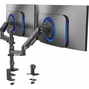 image:imageVIVO 17 to 32 inch Dual Mechanical Monitor Mount 2 Tension Spring Arms Adjustable Swivel Rotation Heavy Duty VESA Desk Stand with Cclamp Grommet Max VESA 100x100 Black STANDV002KBlack