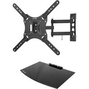 image:imageVIVO 23 to 55 inch Screen TV Wall Mount with Adjustable Tilt and Entertainment Shelf Floating AV DVD Shelving Black MountVWSF1Black