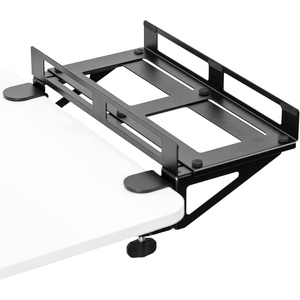 image:imageVIVO Clampon Desk Extender PC Desk Mount Holder with Wall Mount Option Standard and Large Gaming Computer Case Stand Adjustable with Secure Locking Black MOUNTPC07G