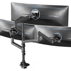 image:imageVIVO Pneumatic Arm Triple Ultrawide Monitor Extra Tall Desk Mount for Up to 49 inch Screens Heavy Duty Clamp Holds 3 Ultra Wides Up to 44 lbs Black STANDV300DTriple Mount