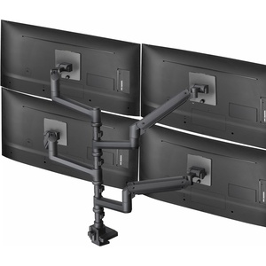 image:imageVIVO Pneumatic Arm Triple Ultrawide Monitor Extra Tall Desk Mount for Up to 49 inch Screens Heavy Duty Clamp Holds 3 Ultra Wides Up to 44 lbs Black STANDV300DQuad Mount