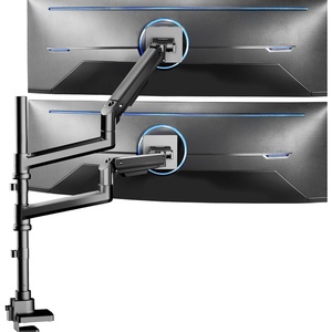 image:imageVIVO Pneumatic Arm Triple Ultrawide Monitor Extra Tall Desk Mount for Up to 49 inch Screens Heavy Duty Clamp Holds 3 Ultra Wides Up to 44 lbs Black STANDV300DDual Mount