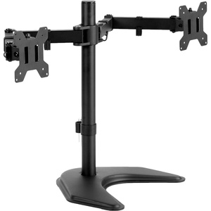 image:imageVIVO STANDV002F Dual LED LCD Monitor FreeStanding Desk Stand for 2 Screens up to 27 Inch HeavyDuty Fully Adjustable Arms with Max VESA 100x100mmBlack