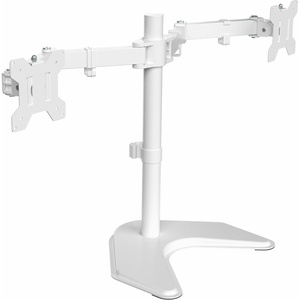 image:imageVIVO STANDV002F Dual LED LCD Monitor FreeStanding Desk Stand for 2 Screens up to 27 Inch HeavyDuty Fully Adjustable Arms with Max VESA 100x100mmWhite