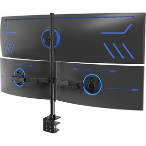 image:imageVIVO Triple LCD LED Computer Monitor Desk Stand Free Standing Heavy Duty Fully Adjustable Mount for 3 Screens up to 30 inches STANDV003E13 to 49 screens