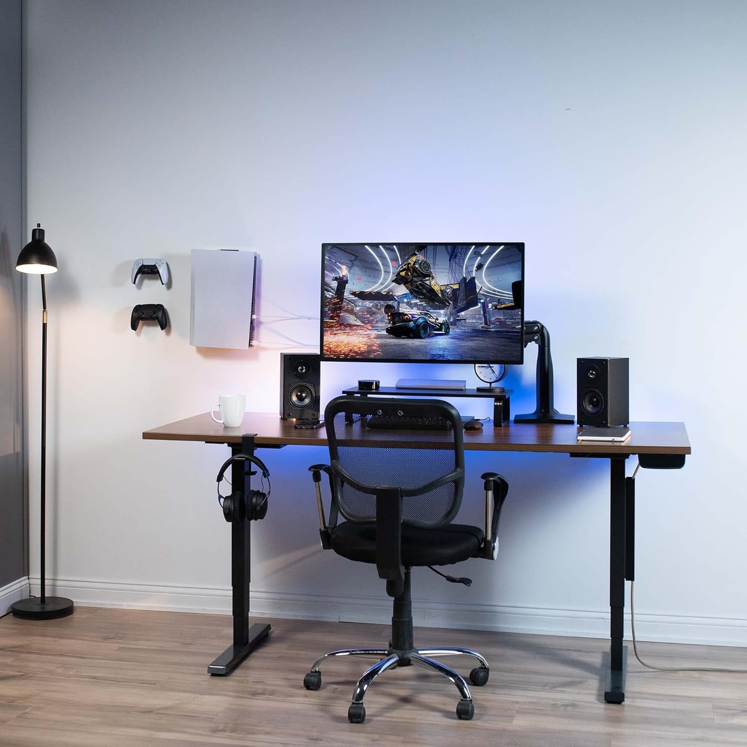 image:imageVIVO 2in1 Wall and Under Desk Mount Bracket Designed for PS5 and PS5 Slim Gaming Console PlayStation 5 Standard and Digital Edition Vertical Wall Display 2 Controller Mounts Black MOUNTPS5CBlack