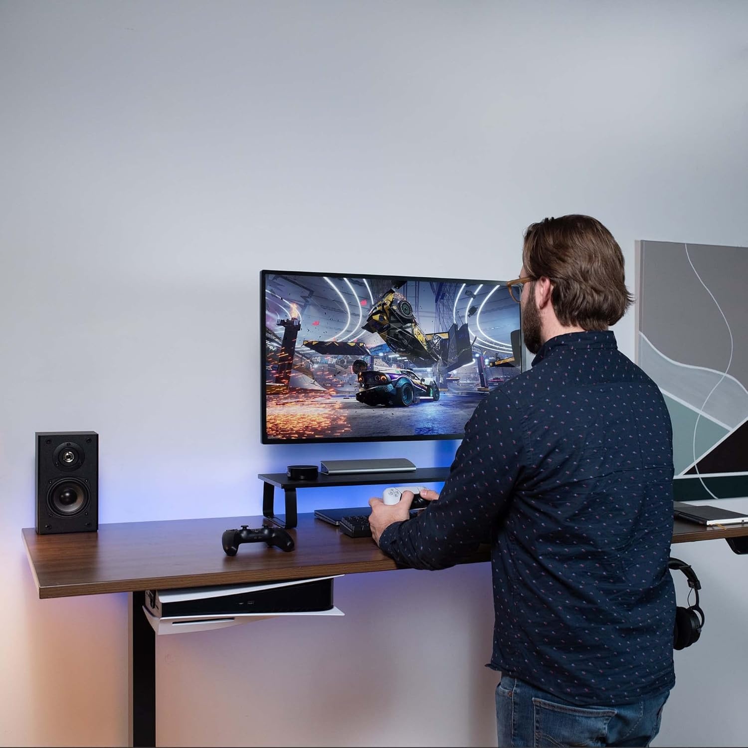 image:imageVIVO 2in1 Wall and Under Desk Mount Bracket Designed for PS5 and PS5 Slim Gaming Console PlayStation 5 Standard and Digital Edition Vertical Wall Display 2 Controller Mounts Black MOUNTPS5CBlack