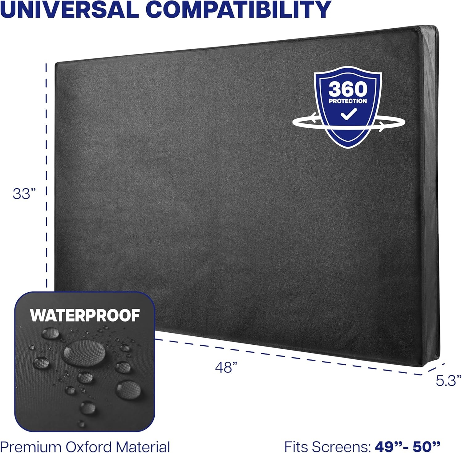 image:imageVIVO Flat Screen TV Cover Protector for 49 to 50 inch Screens Universal Outdoor Weatherproof Water Resistant COVERTV050BBlack