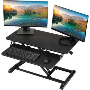 image:imageTechOrbits Standing Desk Converter32inch Height Adjustable MDF Wood Sit RiserBlack 32Black