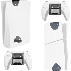 image:imageVIVO 2in1 Wall and Under Desk Mount Bracket Designed for PS5 and PS5 Slim Gaming Console PlayStation 5 Standard and Digital Edition Vertical Wall Display 2 Controller Mounts Black MOUNTPS5CBlack