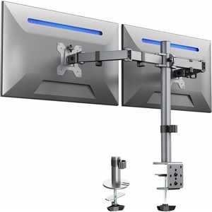 image:imageVIVO Dual Monitor Desk Mount Heavy Duty Fully Adjustable Steel Stand Holds 2 Computer Screens up to 24 inches and Max 22lbs Each Black STANDV024Gray