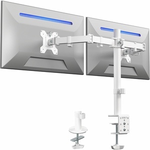 image:imageVIVO Dual Monitor Desk Mount Heavy Duty Fully Adjustable Steel Stand Holds 2 Computer Screens up to 24 inches and Max 22lbs Each Black STANDV024White